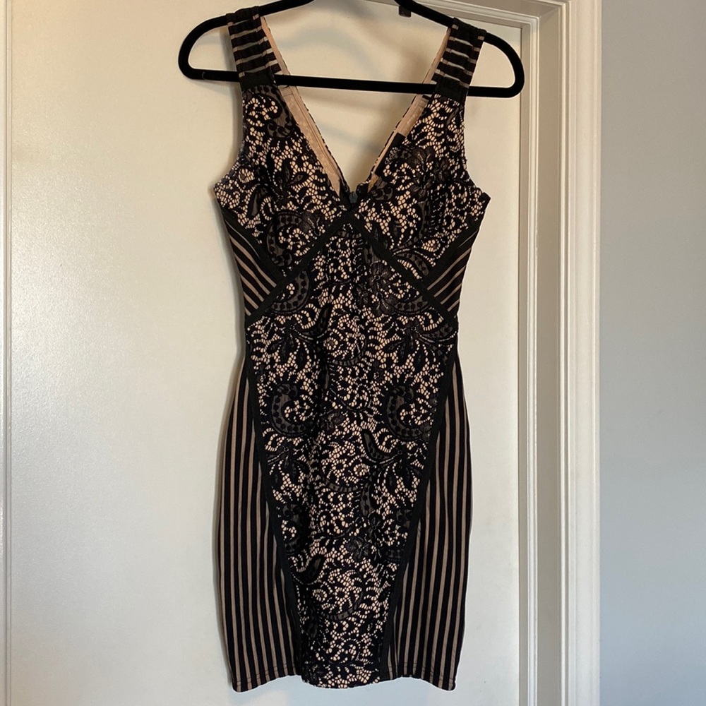 Black lace mini dress from Lulus